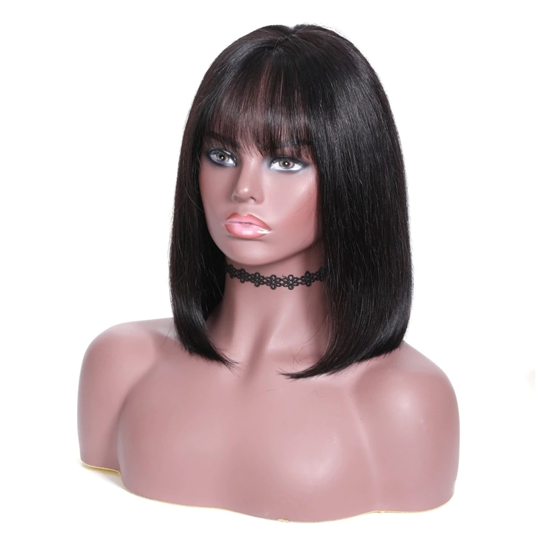 Brazilian Hair Double Drawn Straight Bob Wig With Bang - 图片 5
